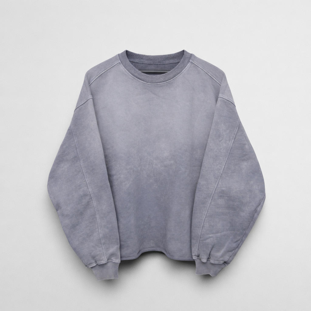 BUZO CUELLO REDONDO BOXY FIT ACIDWASH